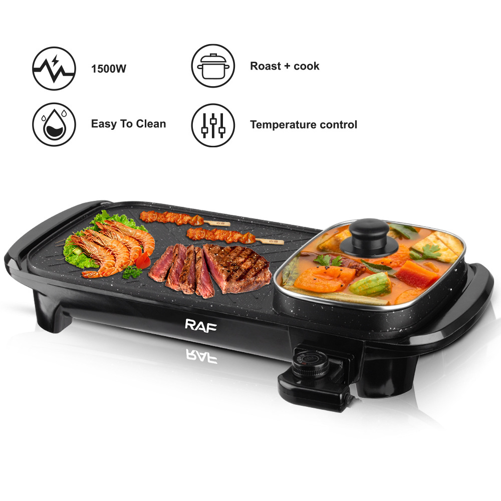 RAF Nồi nướng gia dụng tiêu chuẩn Châu Âu Nồi lẩu nướng một máy nướng đa chức năng bếp nướng nồi nướng điện không khói