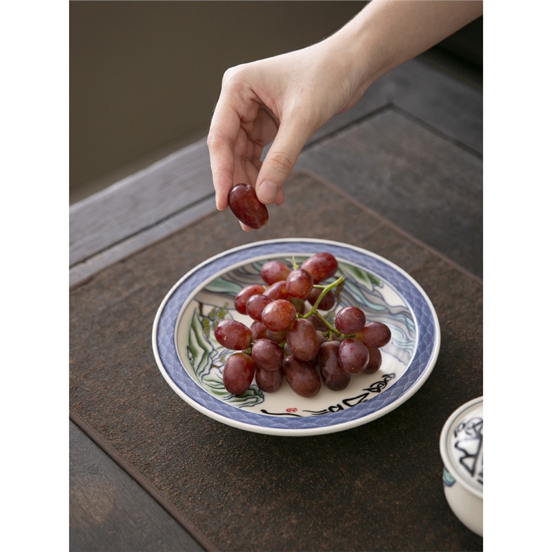 Khay xốp khô gốm sứ thủ công cổ điển, bình gia dụng, đế lót ấm, phụ kiện bộ trà gia dụng, khay đựng trà nhỏ, khay trái cây