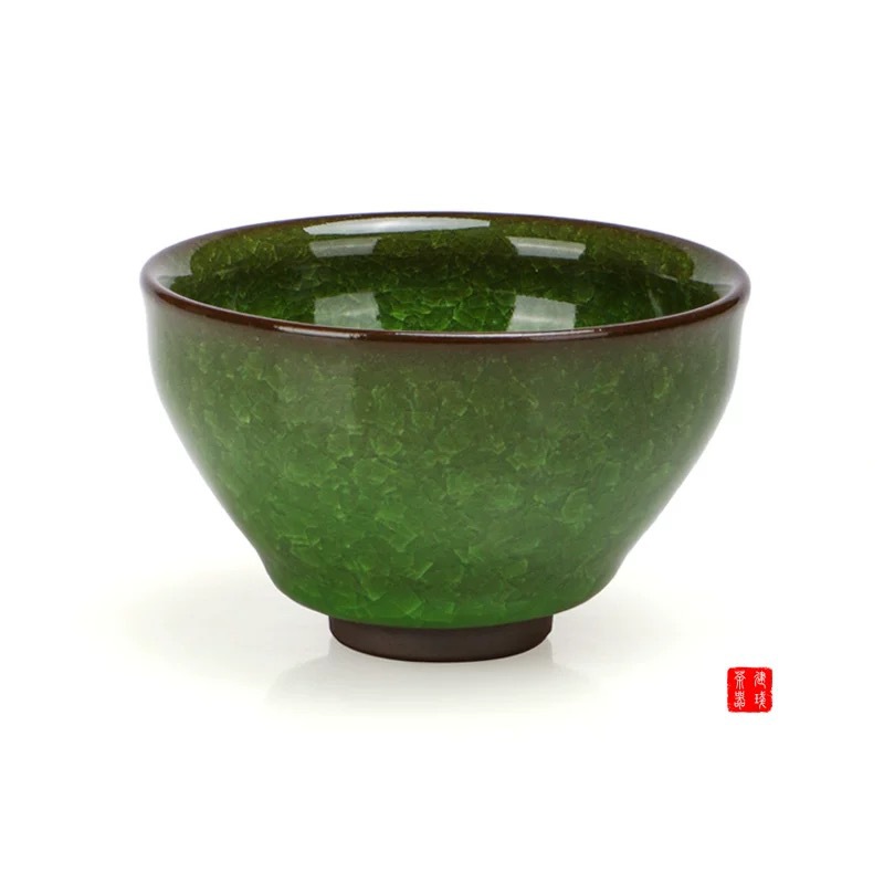 Bộ ấm chén trà Kung Fu cao cấp, chén trà xẻ cạnh, chén đơn Green Ice Crack Master Cup, gốm sứ, chén trà đặc sản cá nhân.