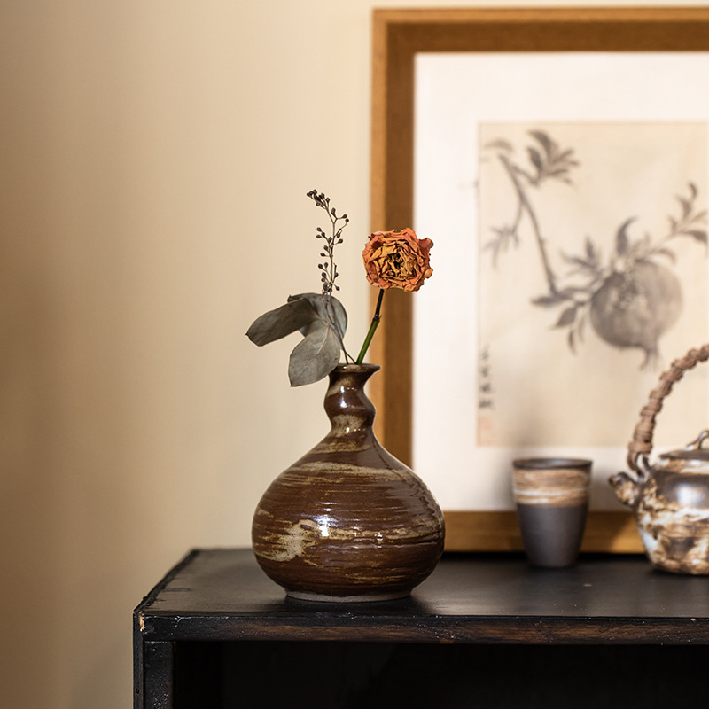 Gốm thô thủ công giả đá trừu tượng thiền để bàn đồ trang trí gốm sứ đồ nội thất nhà trọ Nồi đất sáng tạo hoa thủy canh