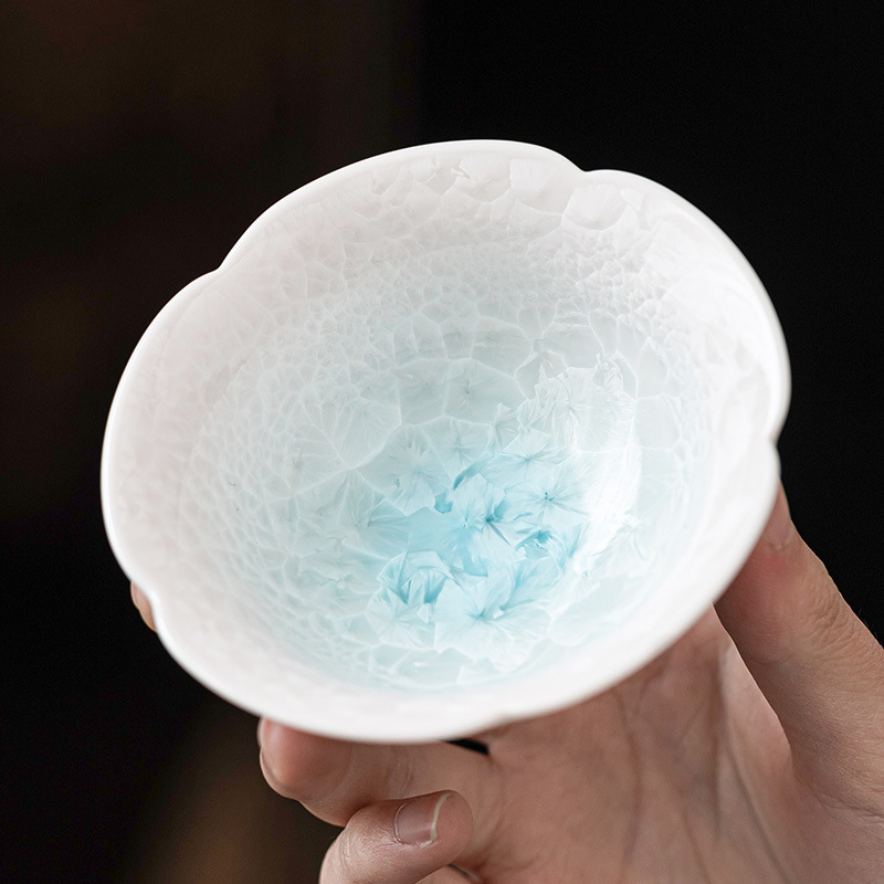 Cốc trà cao cấp tráng men pha lê cốc chủ nhân cốc hoa hồ xanh bộ trà gốm sứ gia dụng cốc trà cốc trà cốc đơn