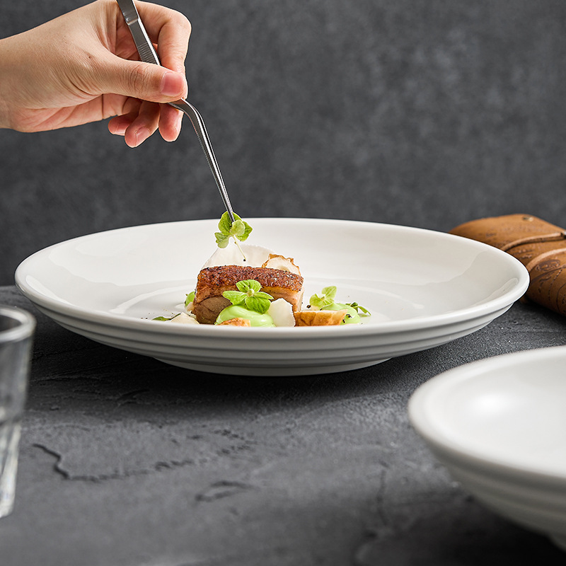 Bát phở bát canh trắng bát đựng cá bắp cải muối gia dụng bát lớn nhẹ sang trọng cao cấp bát đĩa món cá đĩa gốm sứ bộ đồ ăn