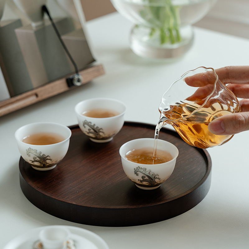 Bộ trà du lịch cầm tay ngoài trời bằng sứ ngọc bích đá Bộ bát pha trà mỡ cừu nắp cốc trà trọn bộ hộp quà