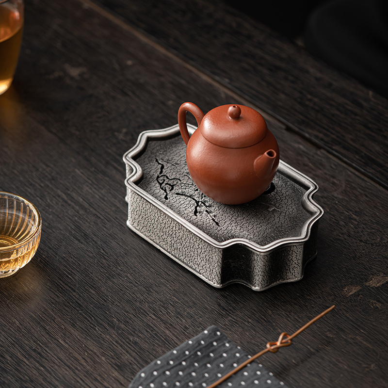 Bình hợp kim cổ điển kiểu Nhật, đế cốc, đế trà, bàn ngâm khô, đế bồn nước, phụ kiện bàn trà nhỏ trữ nước