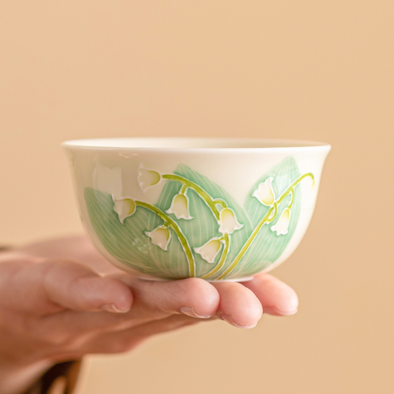 Chuông gió hoa chuông vẽ tay cốc chủ nhân cốc trà lớn cốc chuyên dùng trà phục vụ khách gia đình cốc trà gốm sứ cốc trà