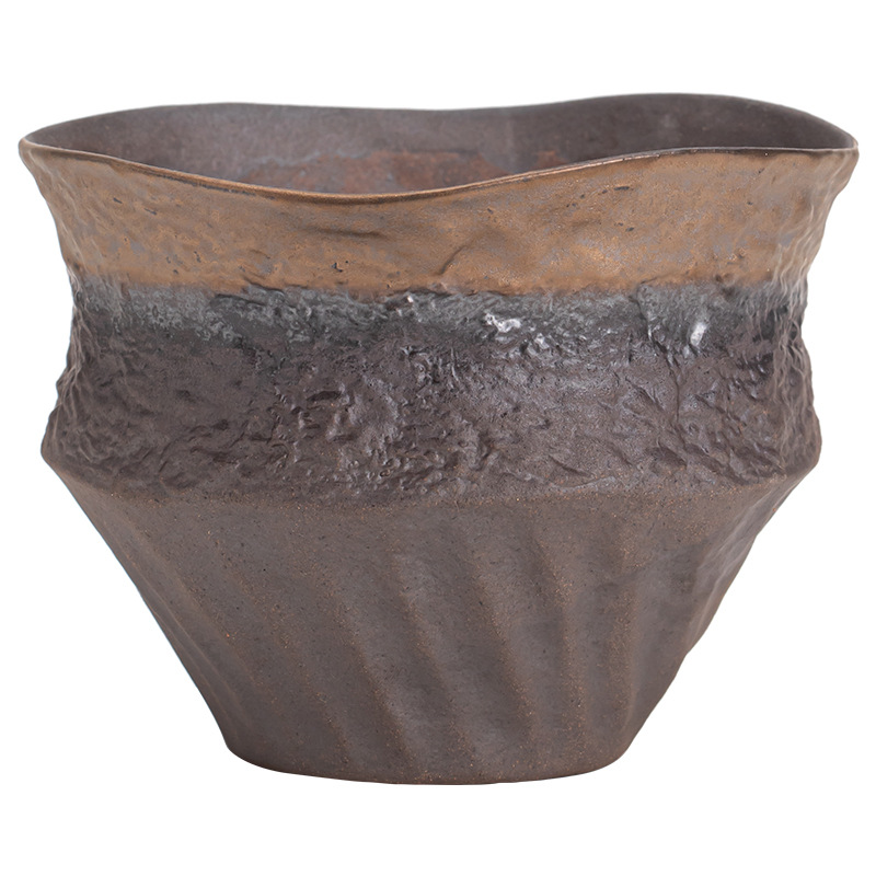 Gốm sứ Muhe Jianshui gốm thô mạ Vàng men sắt Thùng xỉ trà Thùng nước thải Rửa chén Rửa chén đồ trang trí để bàn phụ kiện trà đạo