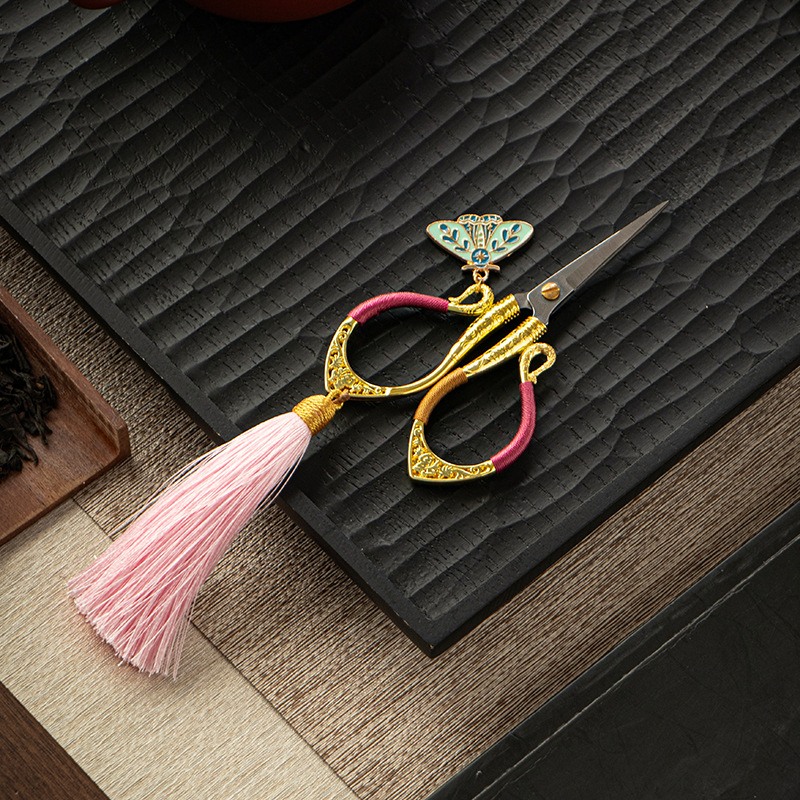 Bán buôn kéo nhỏ phong cách châu Âu cổ điển kéo túi trà kéo bao bì gia dụng kéo trà nghệ thuật trà phụ kiện trà đạo thủ công nghệ thuật trà tua rua