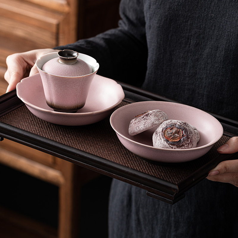 Lò biến cánh hoa bát nắp tam tài cốc trà Bộ trà Kungfu gốm sứ chống bỏng một tay Bát pha trà gia dụng có nắp cao cấp