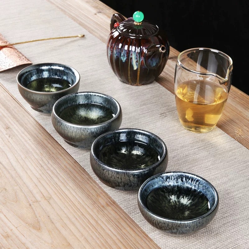 Tách trà Jianyang Jianzhan Black Bud Hundred Flowers Zen Cup, men khoáng nguyên chất, men gốc, tách trà cao cấp, bộ trà Kung Fu, kích thước trung bình.