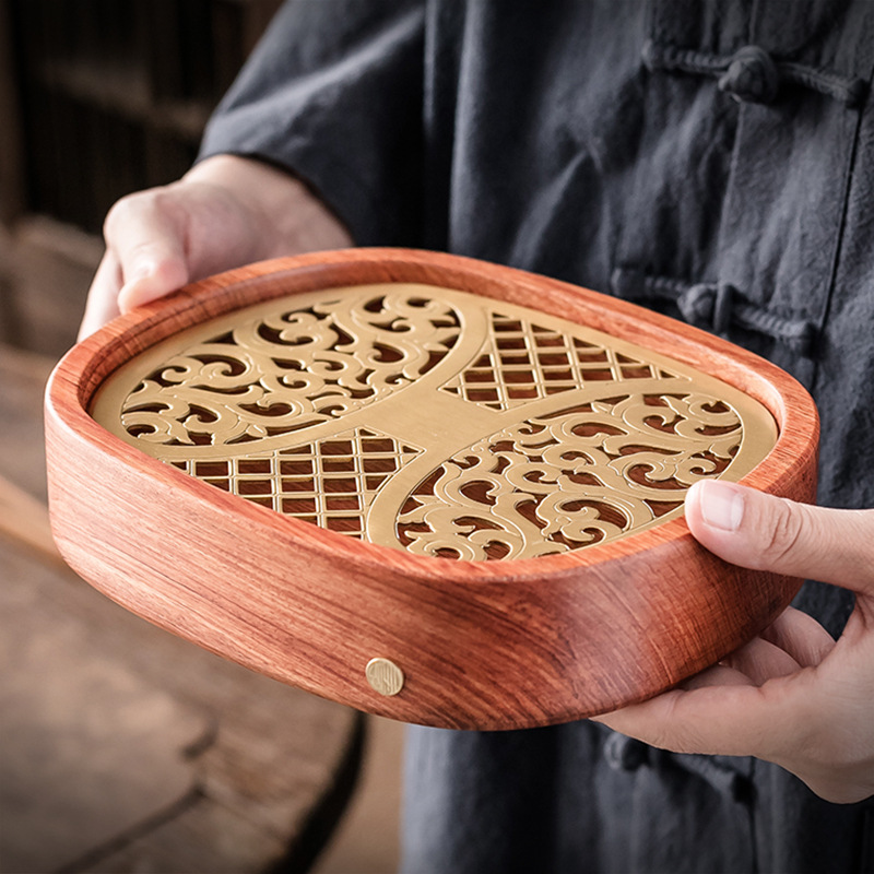 Bán buôn khay đựng xốp khô gỗ cẩm lai khay đựng trà cỡ nhỏ bằng gỗ nguyên khối gia dụng khay đựng trà kiểu lưu trữ nước mini Khay đựng ấm vuông kiểu Trung Quốc đơn giản