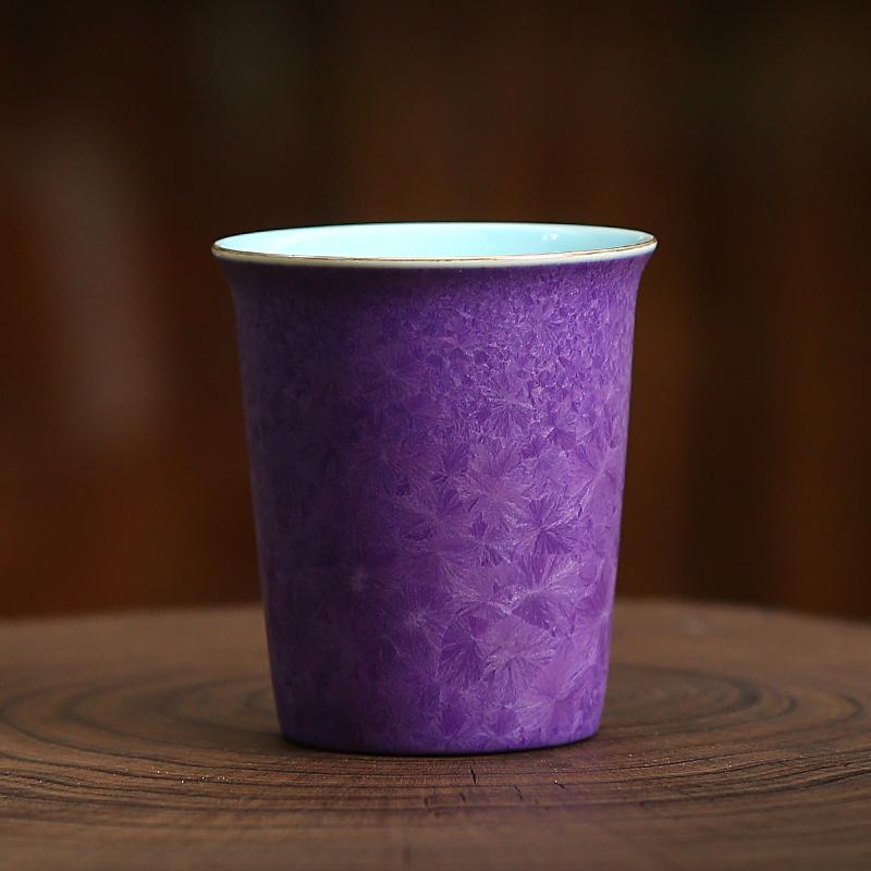 Tách trà men pha lê màu tím, tách trà chống bỏng, bộ trà, cốc uống nước, quà tặng cao cấp, tinh tế, sang trọng và sang trọng