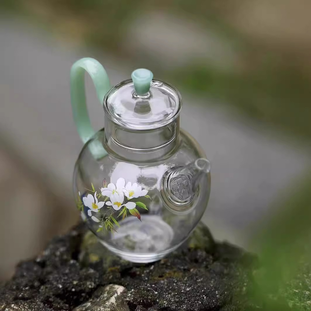 Ấm pha thủy tinh có lọc kiểu Trung Quốc mẫu mới ấm pha lạnh gia dụng ấm Trà Công Phu ấm trà hoa cao cấp sang trọng đơn giản