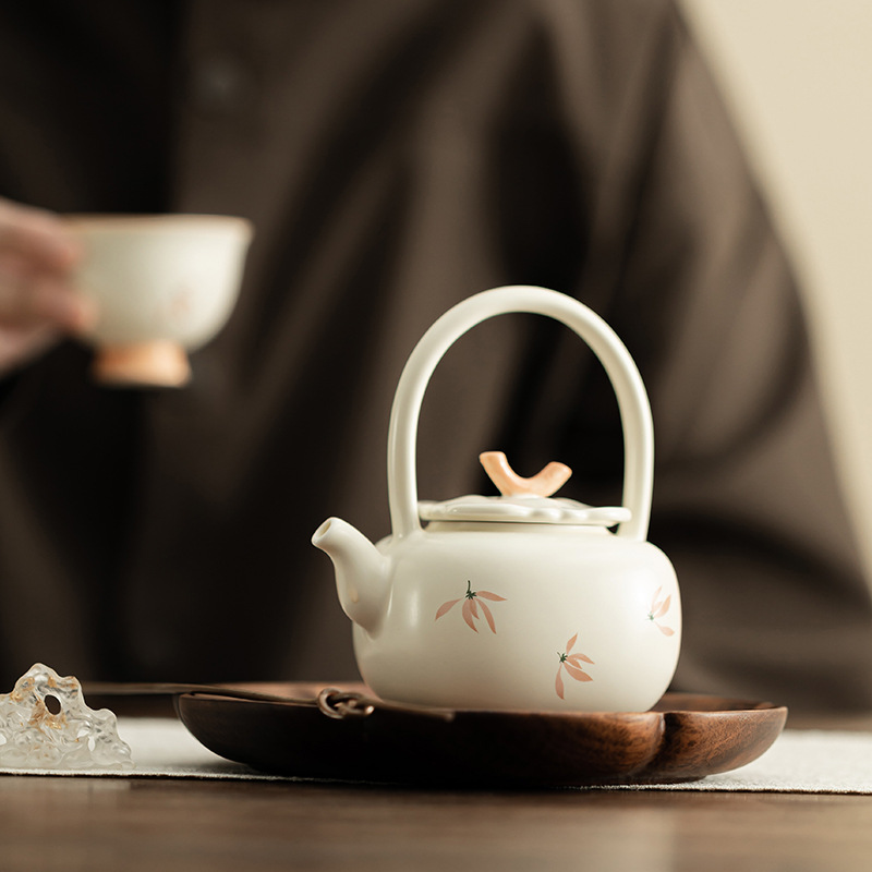 Chuông gió phong lan Ấm trà chùm hồng ấm trà Kung Fu Trung Quốc gia dụng ấm trà gốm sứ vẽ tay ấm pha trà dung tích lớn