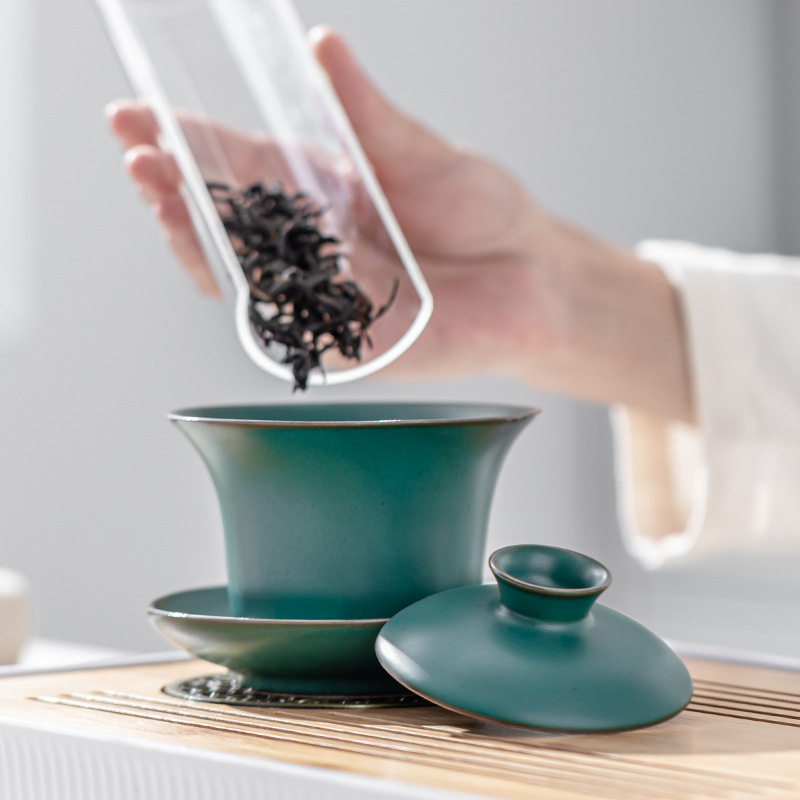 Bát có nắp gốm thô bằng lò nung kiểu Nhật bát có nắp đậy bằng gốm sứ thủ công cỡ lớn Bộ trà Kung Fu Bát trà cốc pha trà