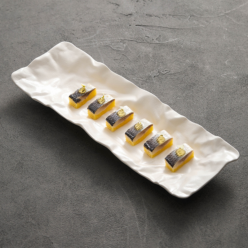 Đĩa chuyên dùng cho sushi gốm sứ vải, đĩa gia dụng, bộ đồ ăn nhà hàng khách sạn sáng tạo, đĩa bày sashimi kết cấu mờ