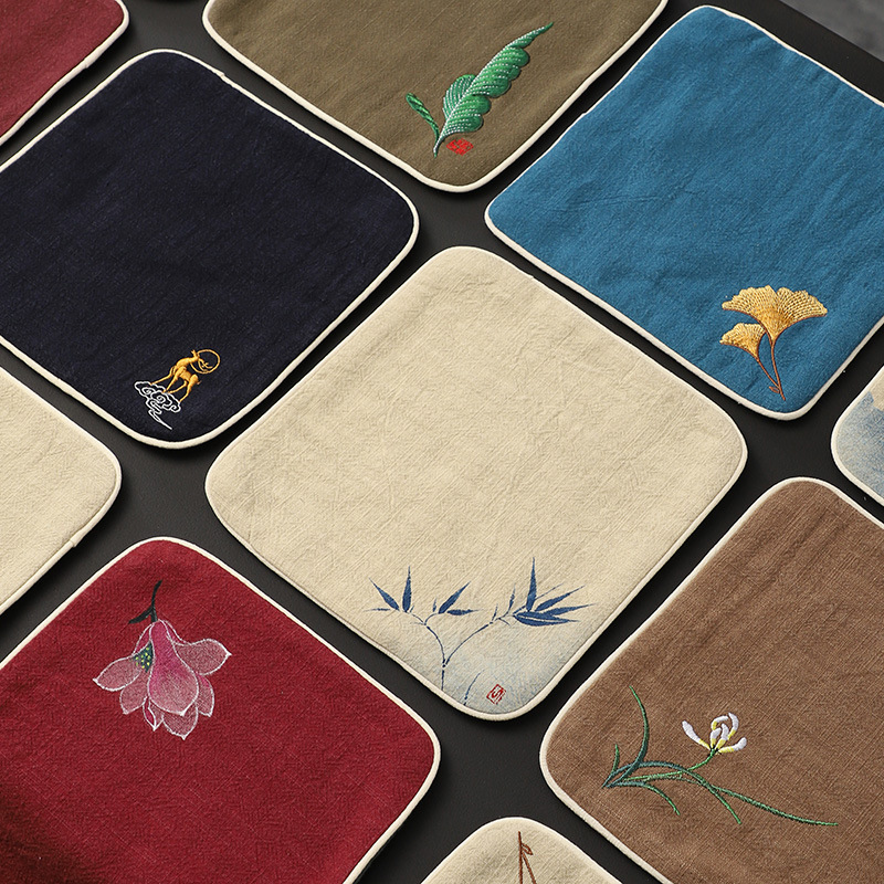 Khăn trải trà kiểu Trung Quốc mới thêu cotton lanh Khăn trải bàn trà Khăn trải bàn trà chuyên nghiệp cao cấp Khăn trải bàn nghệ thuật trà chuyên nghiệp vải giữ ấm bông thấm nước