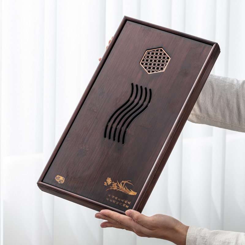 Bộ trà loại nhỏ gia dụng bằng tre nặng sang trọng, Khay trà, bộ trà kiểu ráo nước, khay trà kiểu Nhật, khay trà Biển Trà