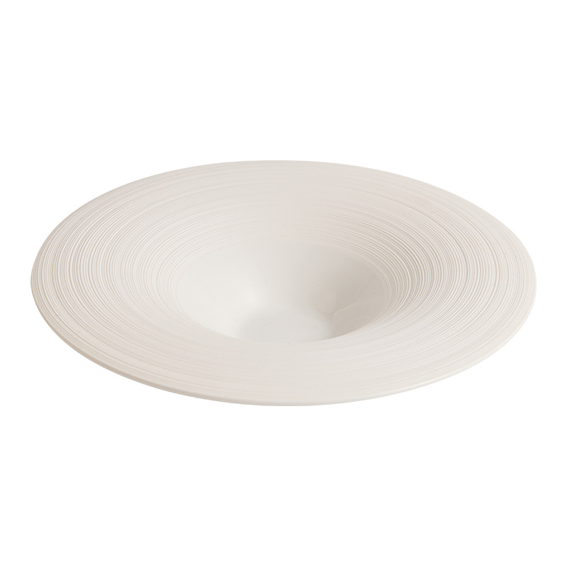 Đĩa canh gốm sứ kéo dây đĩa hình tròn Đĩa gia dụng Bộ đồ ăn khách sạn sang trọng nhẹ nhàng cao cấp Đĩa đồ ăn tây Đĩa bát xô