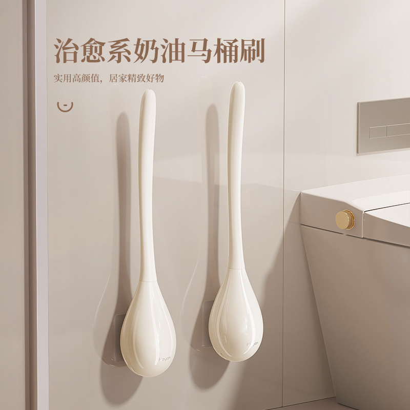 Bàn chải bồn cầu kiểu mới 2024 dành cho gia đình không góc chết Kiểu treo tường rửa bồn cầu thần thánh dùng cho bồn cầu phòng tắm gió Kem