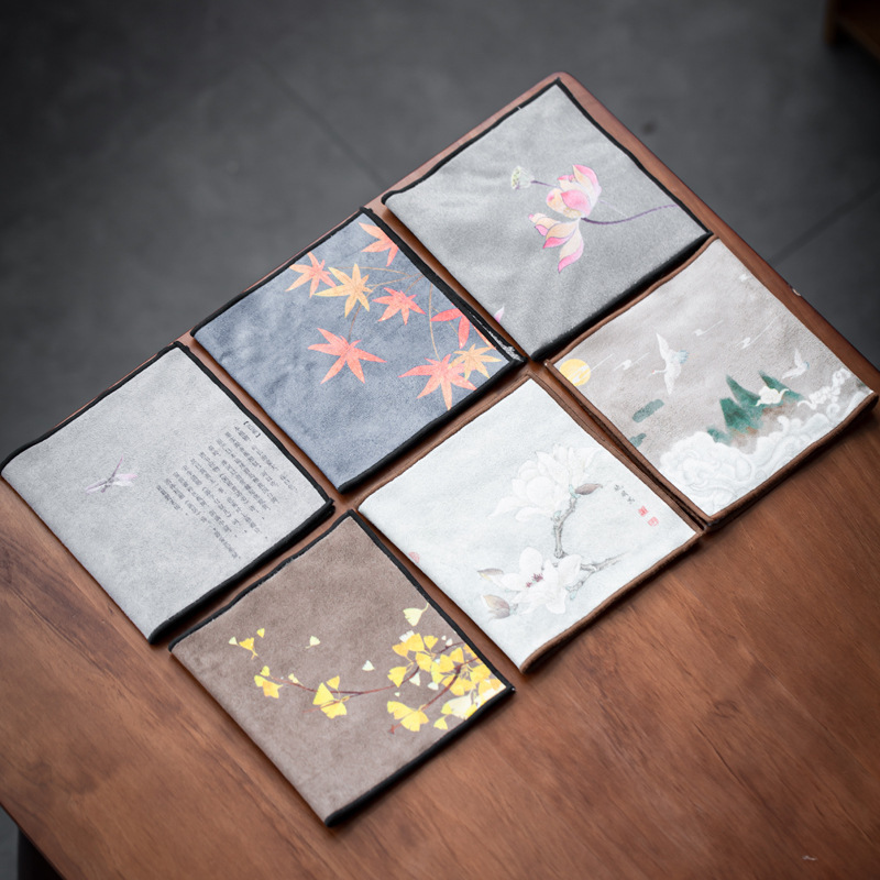 Khăn trà da lộn bàn trà thiền gia dụng vải trà cao cấp hấp thụ nước ấm trà chiếu trà bộ dụng cụ trà kungfu bán buôn