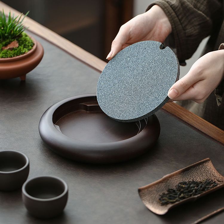 Nồi nuôi quặng nhôm, đế đỡ ấm trà cát tím hình tròn, Bộ trà đạo đĩa nhỏ tạo bọt khô, phụ kiện trà đạo