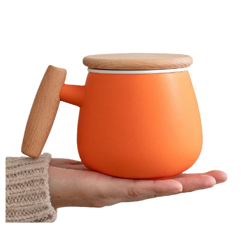 Ly trà gốm sứ tách nước có nắp lọc, ly văn phòng, cốc cá nhân, cốc đôi dễ thương