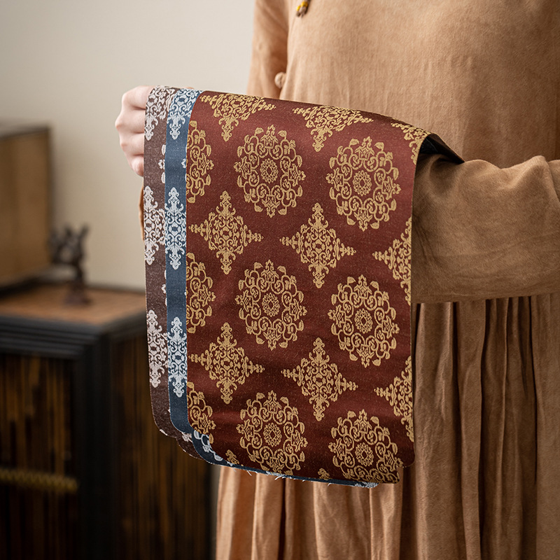 Ghế trà thổ cẩm kiểu Trung Quốc Ghế trà cao cấp chất liệu vải cao cấp sang trọng để bàn trà khăn trải bàn trà khô phụ kiện bộ trà Kung Fu