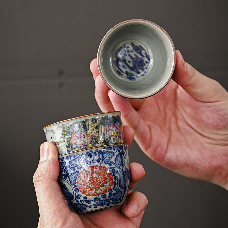 Cốc trà xanh và trắng Jingdezhen cốc chủ sở hữu cốc đơn bộ trà Kung Fu cốc trà cốc trà bán buôn cốc cá nhân cổ điển Trung Quốc