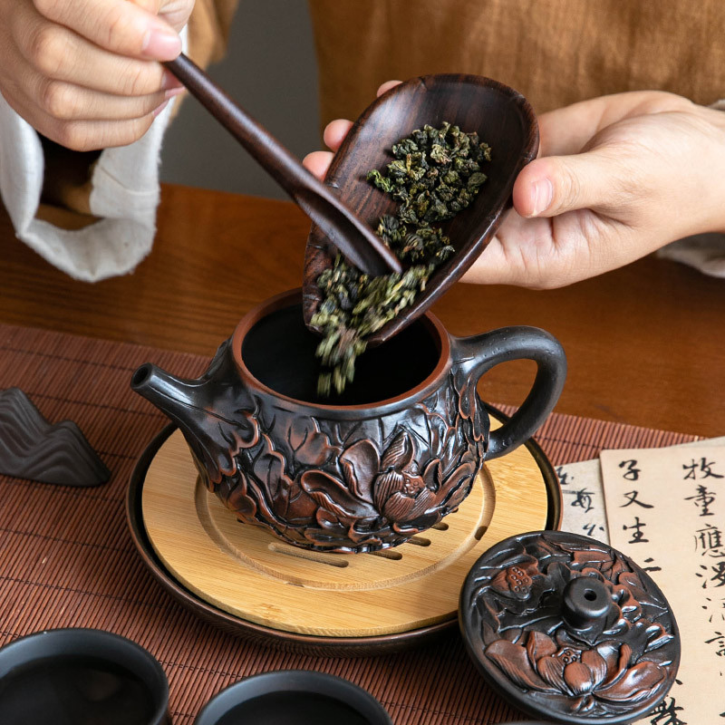 Ấm trà gốm tím ấm trà hoa sen Vân Nam Jianshui bộ trà kung fu thủ công hoàn toàn ấm trà tử sa gia dụng ấm trà đơn ấm pha trà