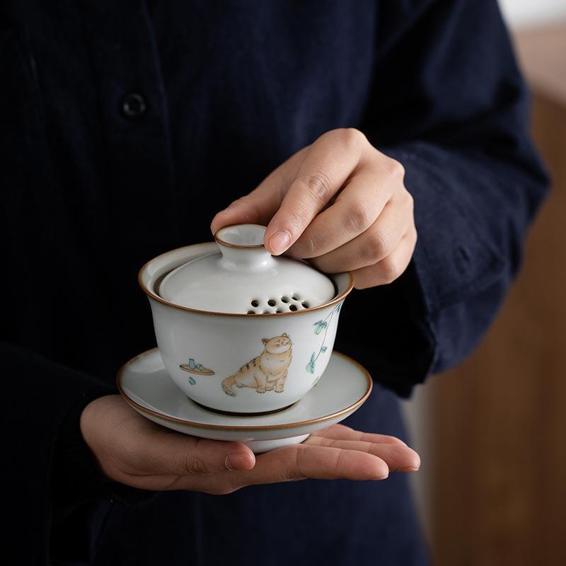 Cốc trà cốc cốc trà cốc cốc trà công phu gốm sứ mở rộng cỡ lớn không nóng bát pha trà cao cấp