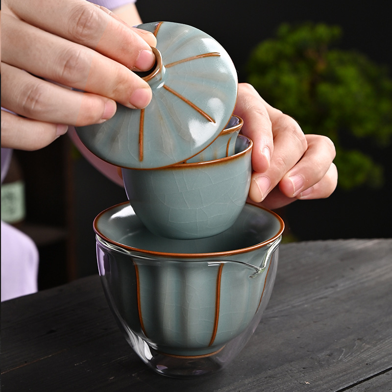 Bộ ấm trà Kung Fu du lịch Ruyao, một ấm hai cốc, đồ pha trà cầm tay di động đi công tác ngoài trời, quà lưu niệm