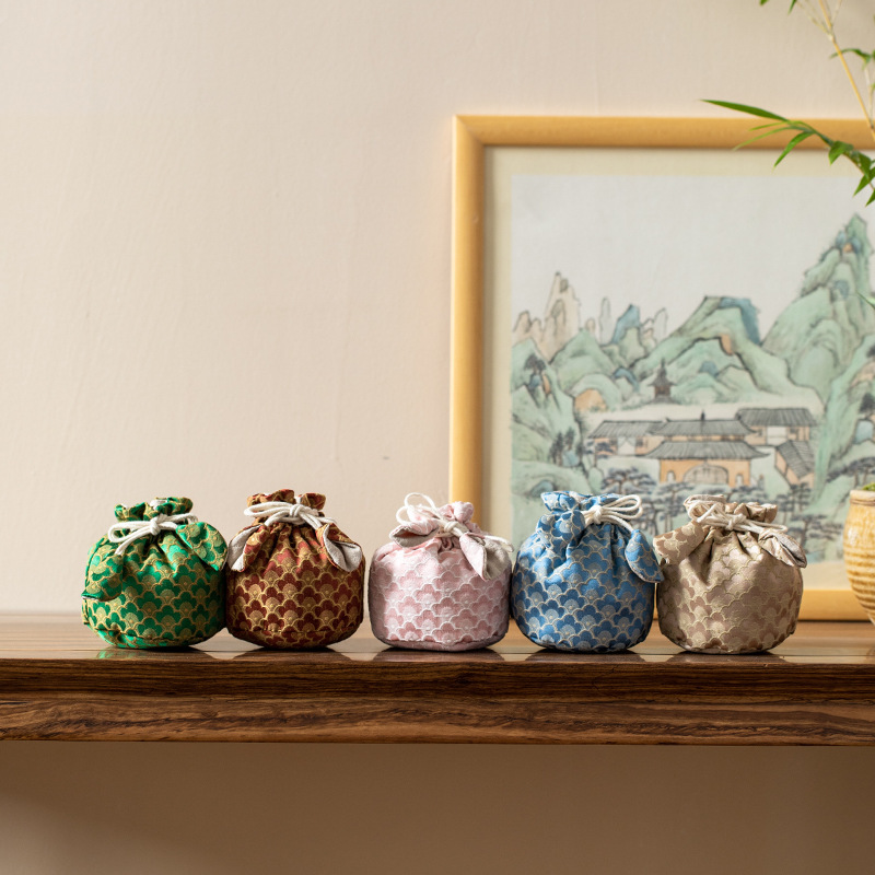 Túi vải cao cấp cốc chủ nhân túi xách tay có nắp bát đựng cốc trà túi đựng đồ bộ trà túi đựng đồ chơi văn học túi rút túi mini