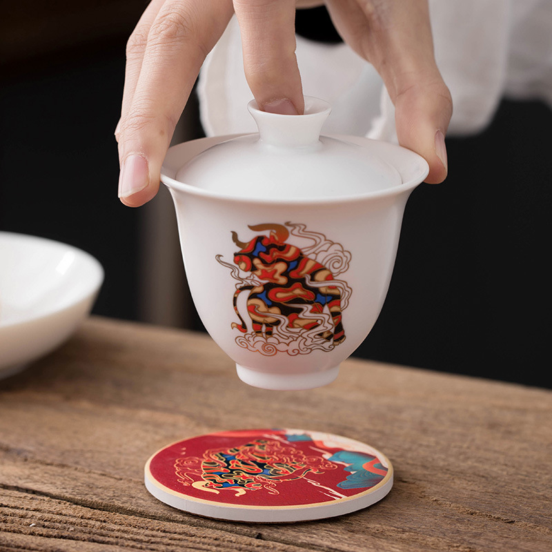 Quà Tặng kiểu Nhật Bộ ấm trà du lịch ngoài trời bằng gốm sứ Ba cốc