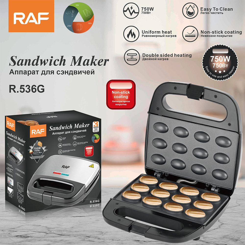 RAF bánh mì kẹp thức ăn nhẹ tiêu chuẩn Châu Âu Máy ăn sáng máy Bánh Quế gia dụng Máy nướng bánh mì nướng Máy làm bánh nướng xốp nhỏ R.536G