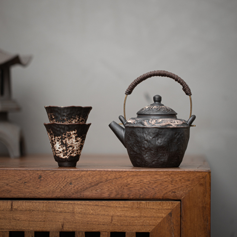 Ấm tay cầm chùm sen cổ Wabayanwu ấm đơn dụng cụ trà Kung Fu gốm sứ gia dụng ấm pha trà có lọc cổ điển kiểu Trung Quốc