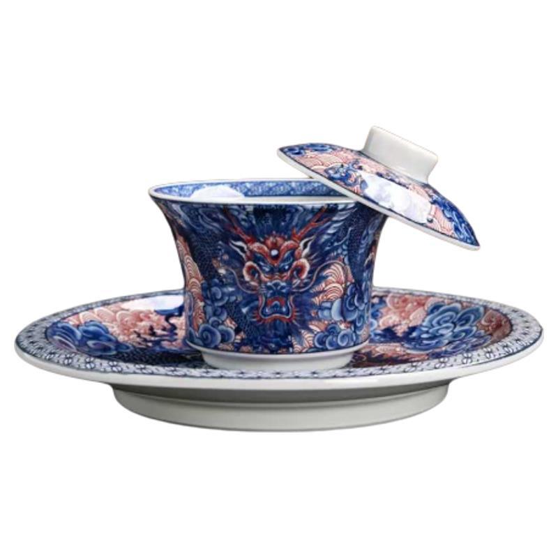 Longteng Shengshi Gaiwan Bộ trà Kung Fu gia đình Bát ba tài năng Cốc trà gia dụng Bát trà sang trọng nhẹ cao cấp.