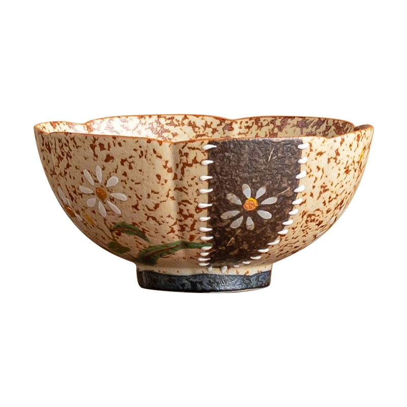 Cốc trà gốm sứ đỏ đá lửa xanh trắng cốc chủ nhân vẽ tay hoa cúc nhỏ cốc uống trà cốc đơn chén trà