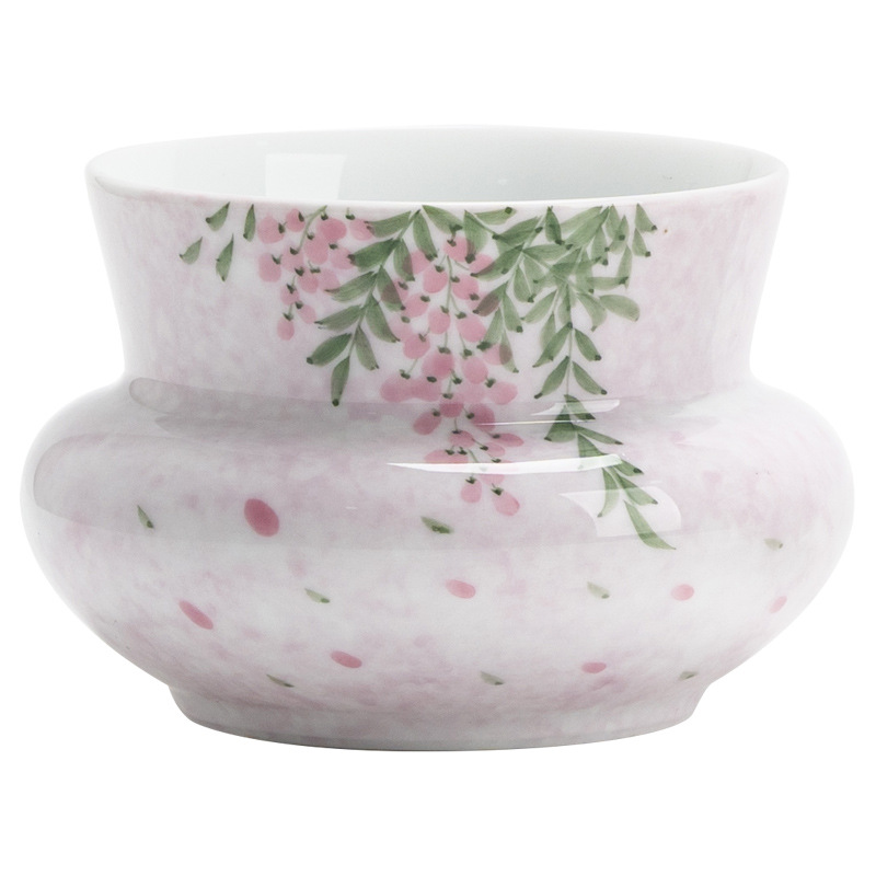 Vẽ tay hoa tử đằng, rửa trà Jianshui, phụ kiện bộ trà gốm sứ lớn, chậu trà Trung Quốc, bình đựng trà cao cấp để bàn