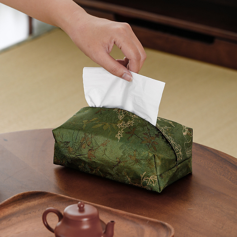 Hộp giấy rút vải nghệ thuật Trung Quốc thời thượng hộp khăn giấy sợi mây thơm túi dệt túi đựng khăn giấy đựng đồ gia dụng phòng trà cho bữa ăn cao cấp