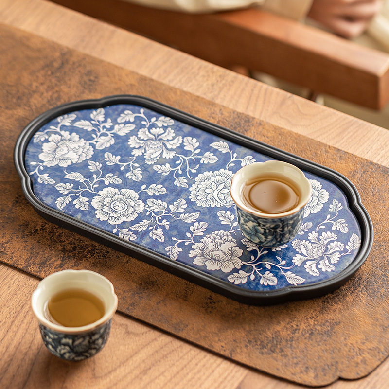 Khay trà nhanh khô nở hoa, bộ trà cao cấp tinh tế nhỏ, khay trà hút nước, bình cổ điển, bàn pha khô