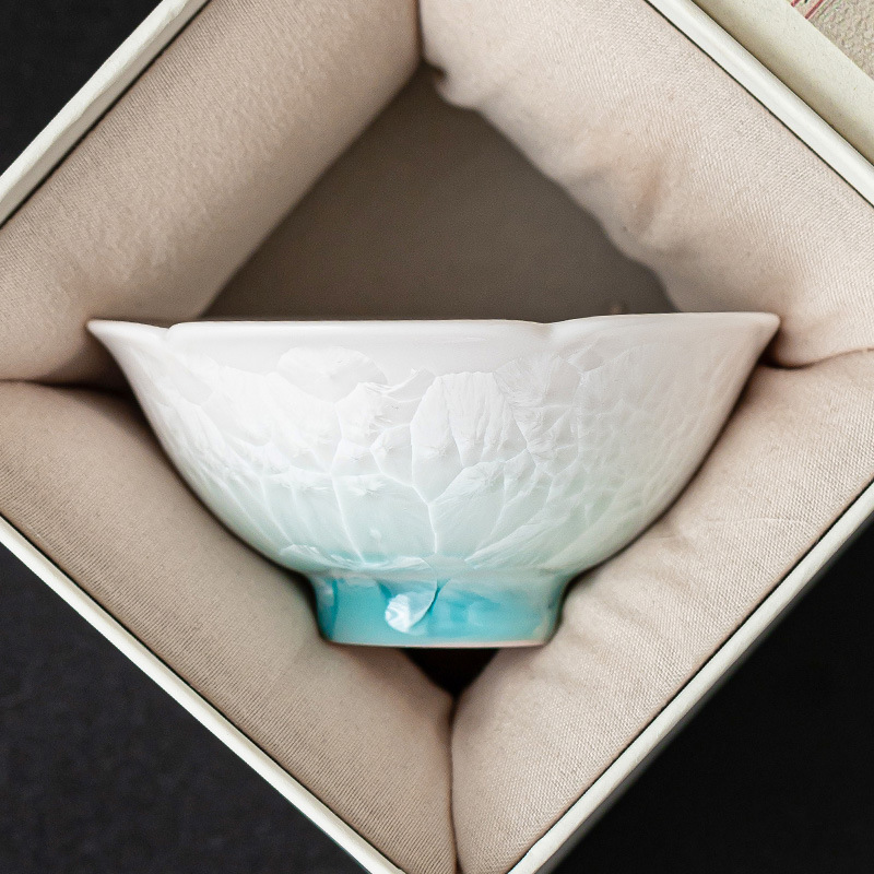 Cốc trà cao cấp tráng men pha lê cốc chủ nhân cốc hoa hồ xanh bộ trà gốm sứ gia dụng cốc trà cốc trà cốc đơn