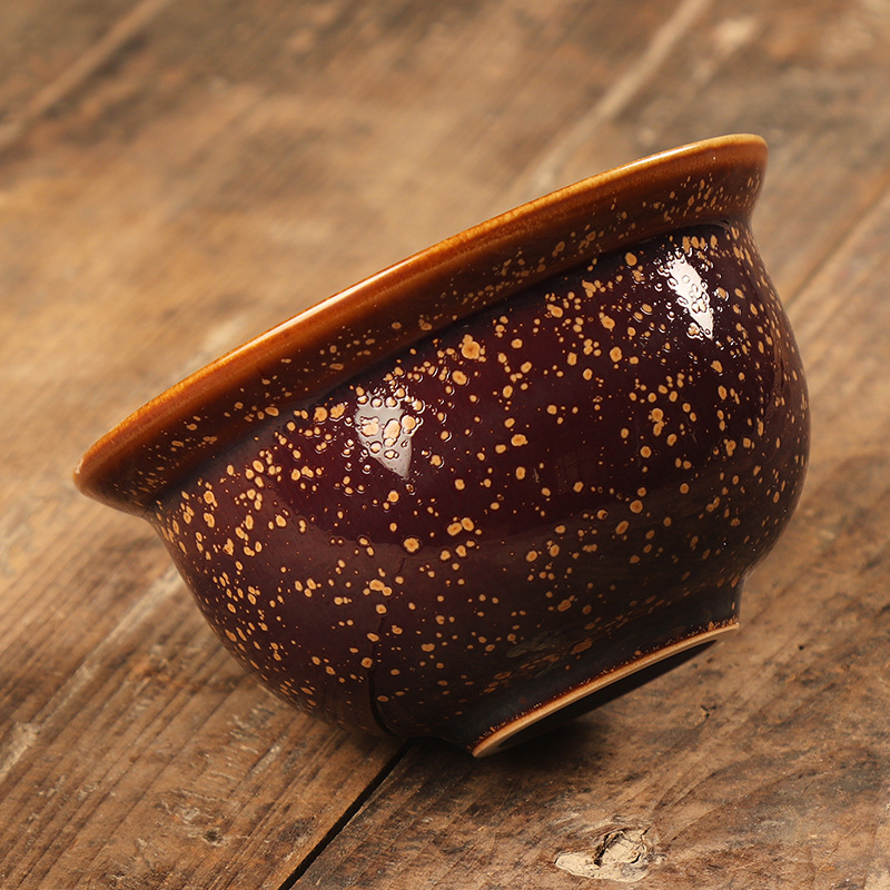 Bậc thầy thợ thủ công Chen Weichun Golden Gui Sancai Bát trà Cốc gốm sứ Bộ trà Kung Fu thủ công