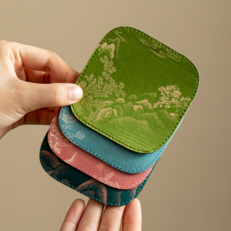 Núi tròn coaster nhà bàn trà bàn cà phê vuông cách nhiệt thảm Trung Quốc ấm trà 2 mặt thảm chống trượt bộ trà phụ kiện