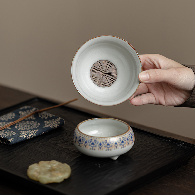 Đôn Hoàng Feitian giả bộ lọc trà lò Song Ru bộ lọc pha trà gia dụng pha trà gốm sứ pha trà hiện vật phụ kiện bộ trà