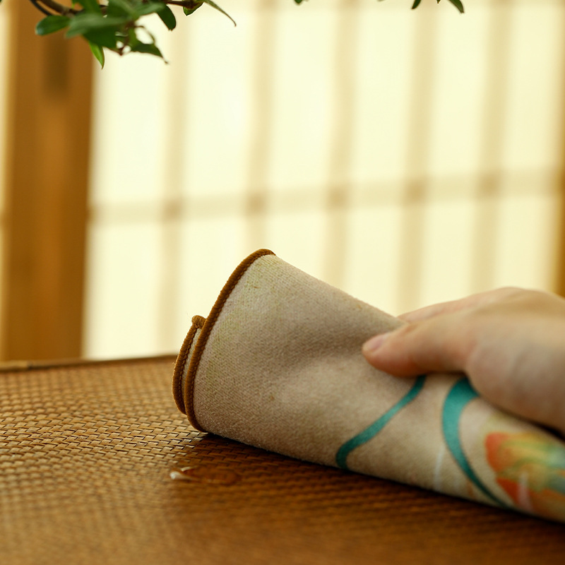 Bộ trà làm sạch sang trọng dày bằng da lộn cao cấp, bàn trà, bể cá, Khăn trà Kungfu thấm nước, vải trà cổ điển sơn