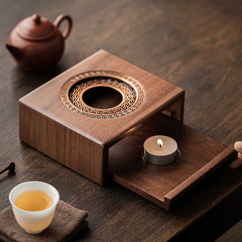 Đồ giữ ấm trà bằng gỗ óc chó kiểu Trung Quốc, bàn trà gia đình, đế sưởi nến, bếp trà, phụ kiện bộ ấm trà