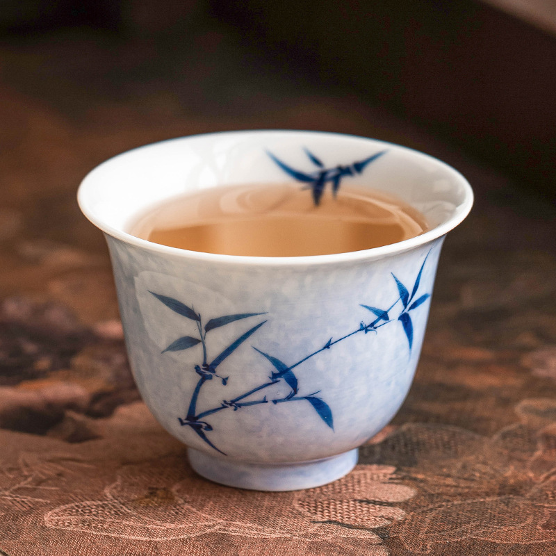 Cốc thần hoa tre mực vẽ tay cốc trà hương vị cổ điển cốc trà cao cấp Trung Quốc cốc chủ nhân cốc uống trà dung tích lớn gia dụng