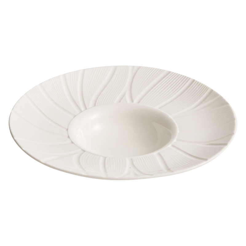 Đĩa sâu gốm sứ Bauhinia, đĩa mũ rơm, bộ đồ ăn, đĩa salad sáng tạo, đĩa ăn cao cấp, đĩa đẹp, đĩa ăn gia dụng