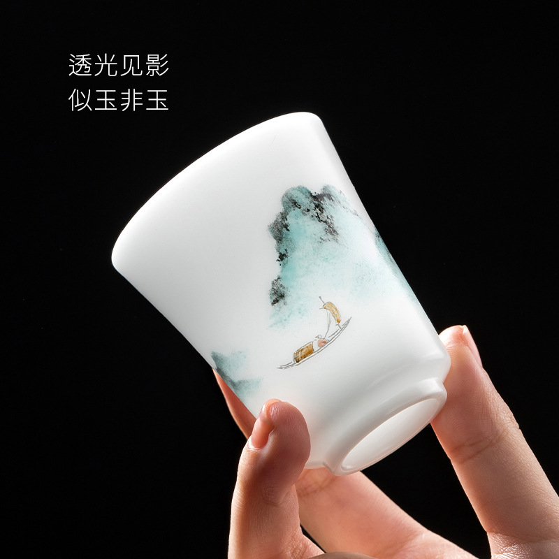 Miaolian Tianxiang băng ngọc sứ vẽ tay cốc chủ nhân cốc trà gốm sứ cao cấp Trung Quốc bộ trà cá nhân cốc trà