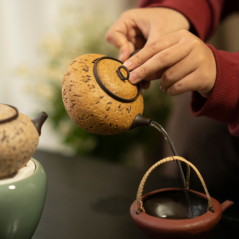 Ấm đun trà bằng đất sét kiểu Nhật, bếp than, dụng cụ pha trà Kung Fu, tay cầm bên, Bộ ấm đun trà cát tím, ấm đun trà quanh bếp